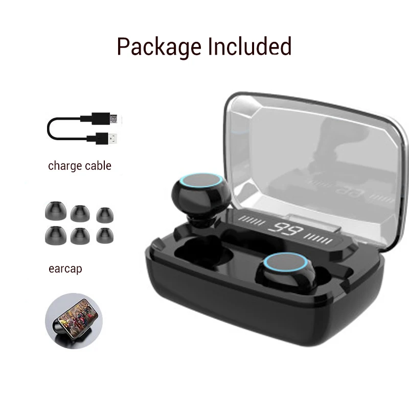 

3500mAh Wireless Earphones Bluetooth V5.0 TWS Wireless Bluetooth Headphones LED Display With Power Bank Headsets With Microphone
