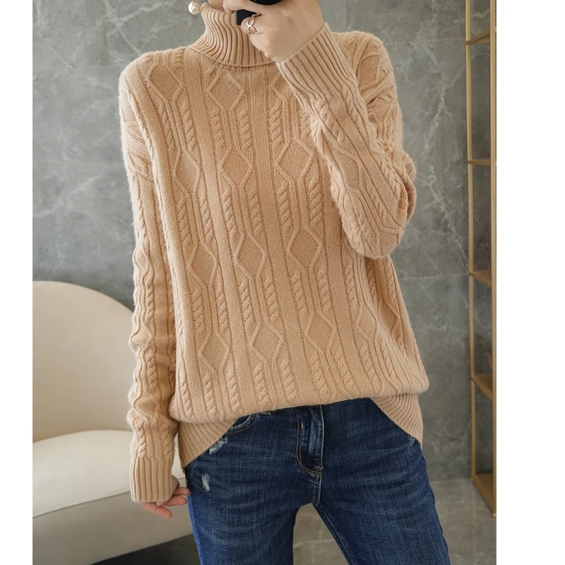 adishree 2020 woman winter 100% Cashmere sweaters autumn knitted Pullovers High Quality Warm Female thickening Turtleneck