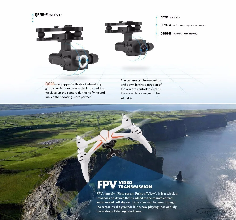 WLtoys Q696-A Q696 5,8G FPV 1080P Камера 2 карданный стабилизатор для воздуха Пресс удержания высоты RC Quadcopter Q969-E ZLRC