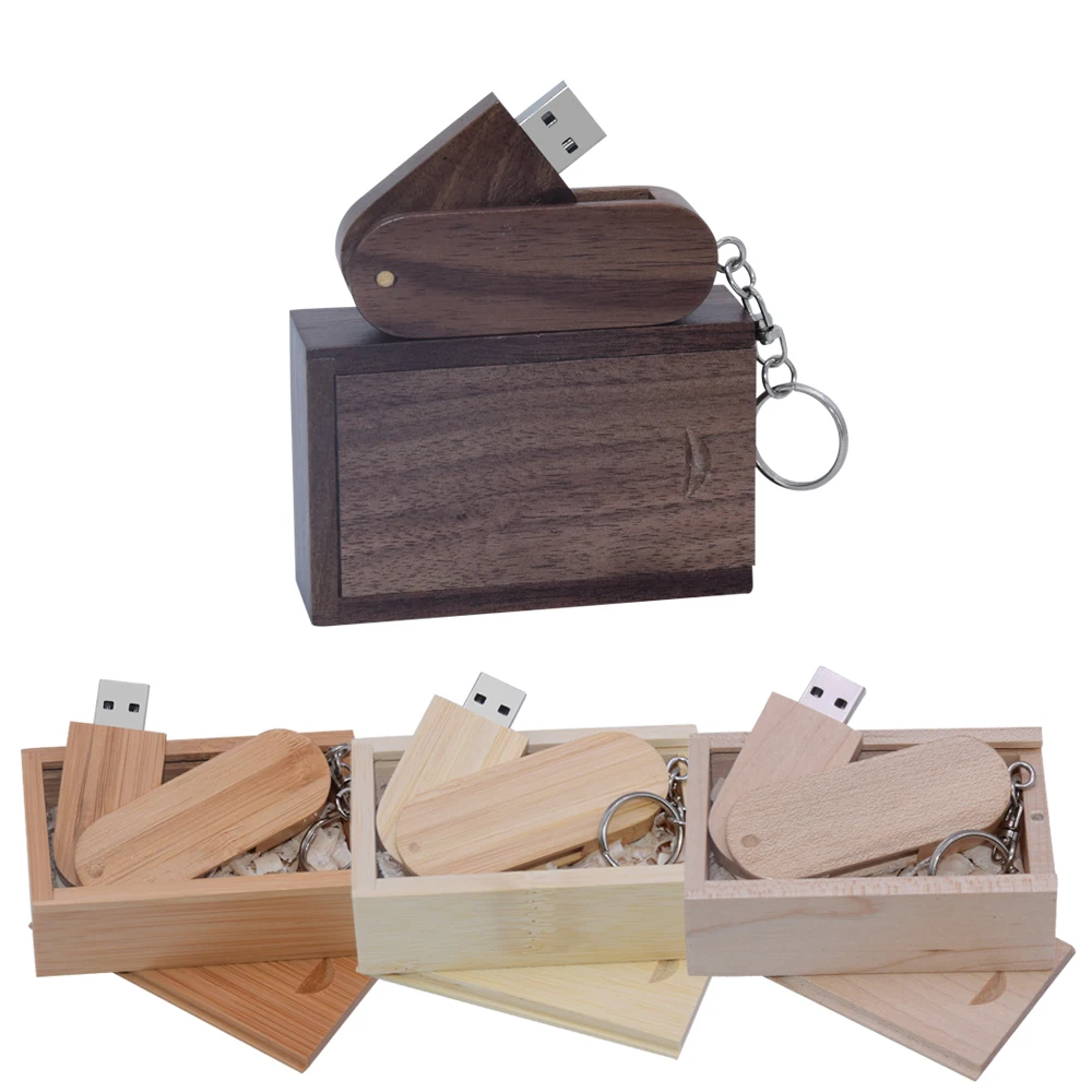 

50pcs/lot free logo Wooden USB 2.0 Flash Drive+Wooden box USB High speed Pen drive 64gb 32gb 16gb 8gb Memory Stick wedding gift