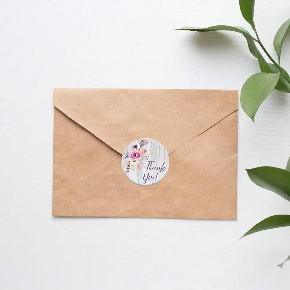 500 шт/рулон круглая Цветочная наклейка спасибо этикетки для печати милые
