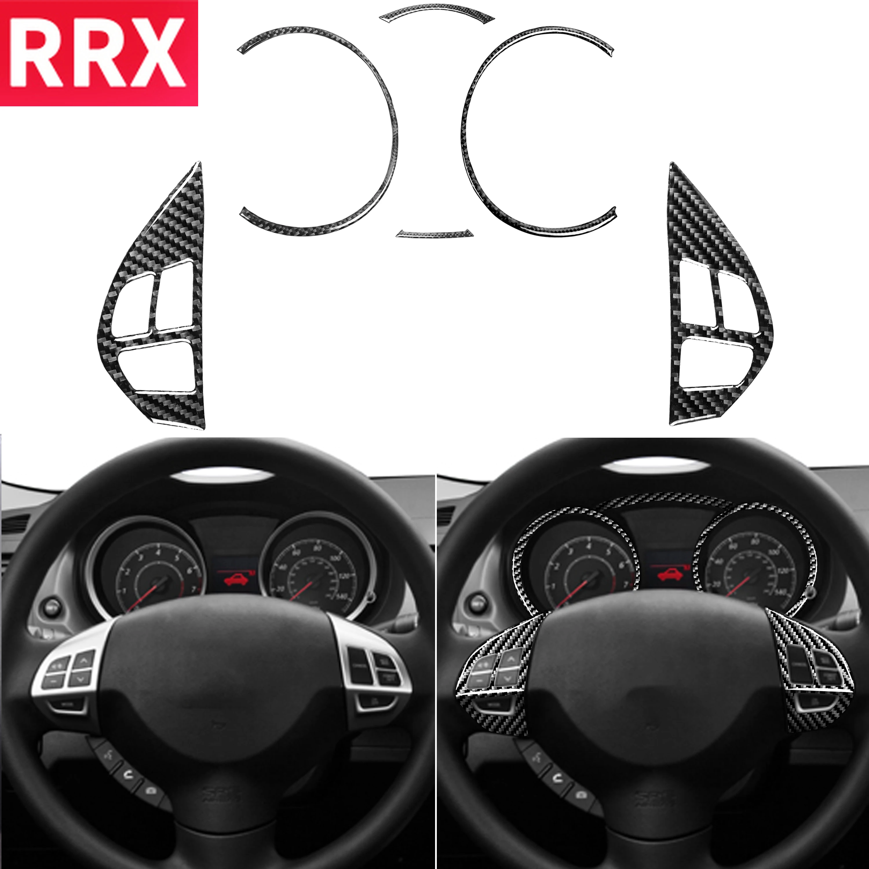 

For Mitsubishi Lancer ES DE GTS 2008-2015 Carbon Speedometer Steering Wheel Accent Button Frame Sticker Cover Car Accessories