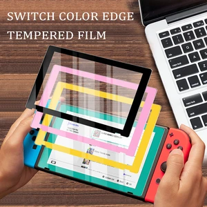 for nintendos switch lite console screen protector 9h colorful frame tempered glass film thumb grips for ns switch accessories free global shipping