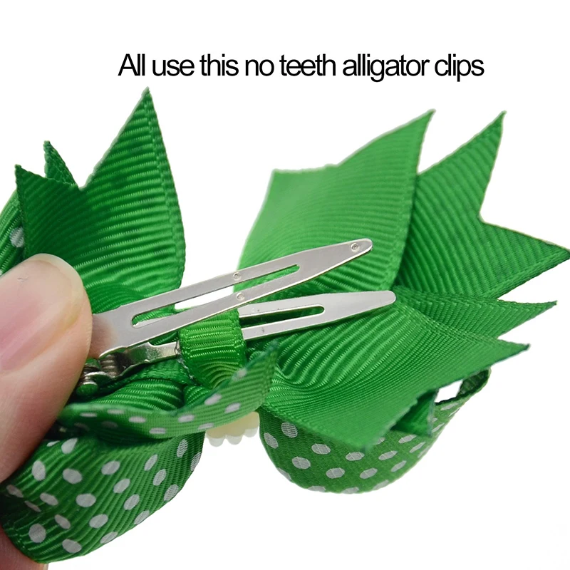 3 Inch Polka Dots Bows for Girls Kids Child 10 Pairs Grosgrain Hair Pearl Barrettes Boutique Accessory Wholesale | Детская одежда и