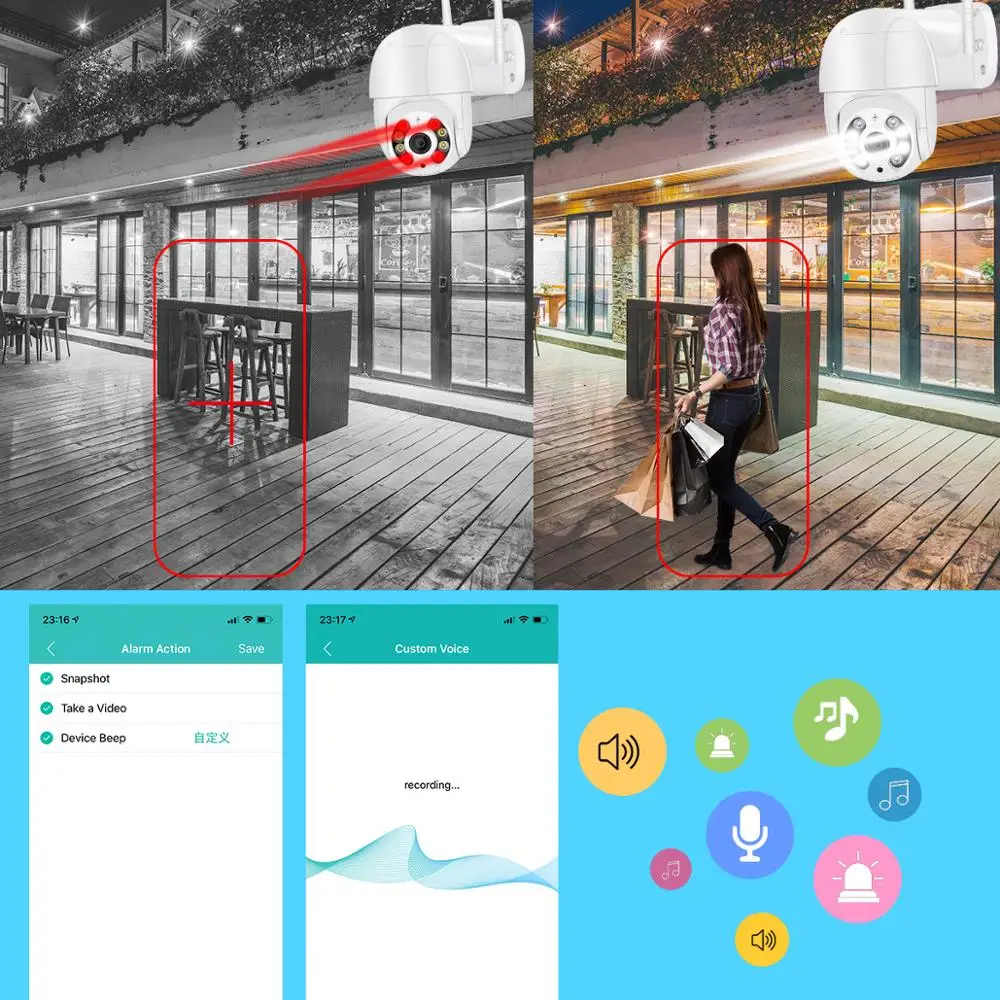 IP-камера BESDER 5 Мп PTZ Wi-Fi с датчиком движения | Безопасность и защита