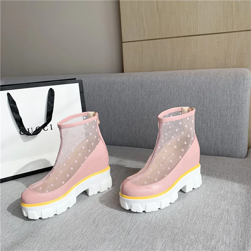 Ботильоны женские на платформе и высоком каблуке розовые 43 цвета | Обувь