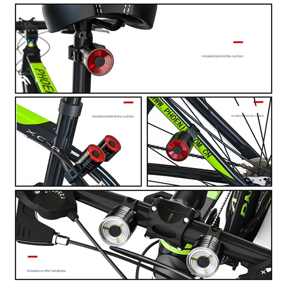 

2pcs Waterproof LED Bike Lights Set Headlight Taillight Bicycle Light Aluminum Alloy+ABS 200LM 0.66W Bike Rear Alarm Light