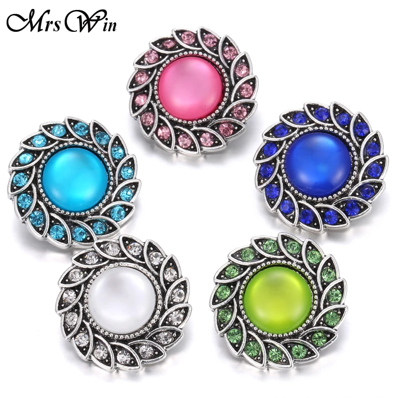 

6 шт./лот новые кристаллы 18 мм кнопки с камнем кошачий глаз цветы для браслета серебряного цвета Mrs Win ювелирные изделия
