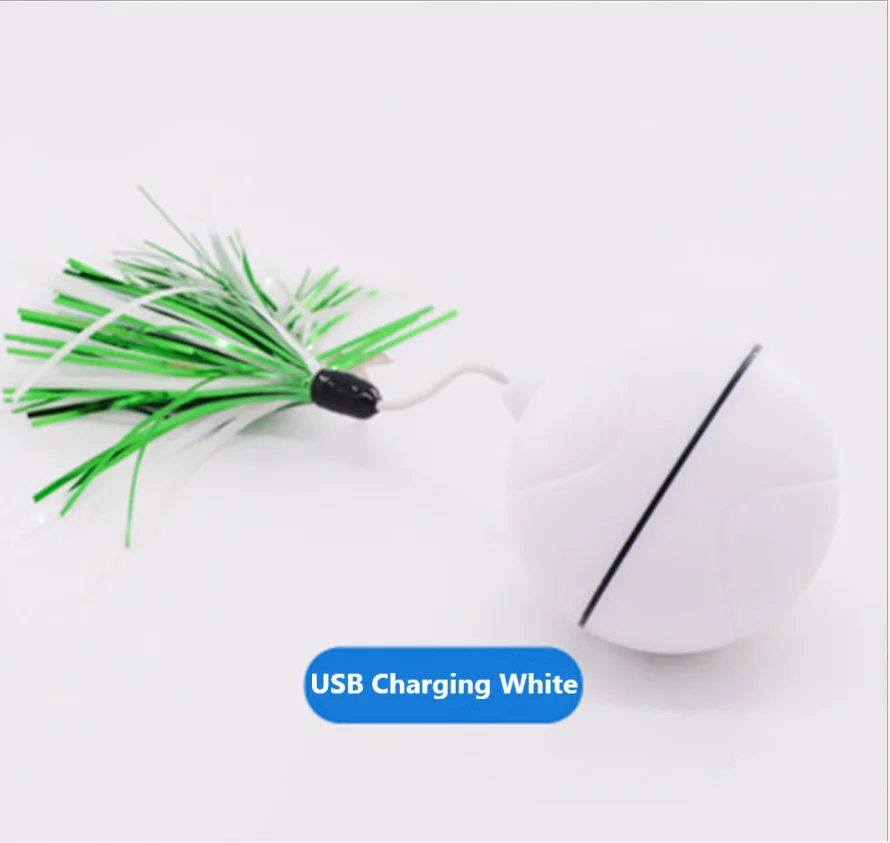 USB White Нечестивый мяч прыжок мяч для питомцев светодиодный прокатки флэш эластичный шар Автоматический Ролик шар Светодиодная USB зарядка Мяч Собаки Кошки забавные игрушки для животных - Цвет: USB White