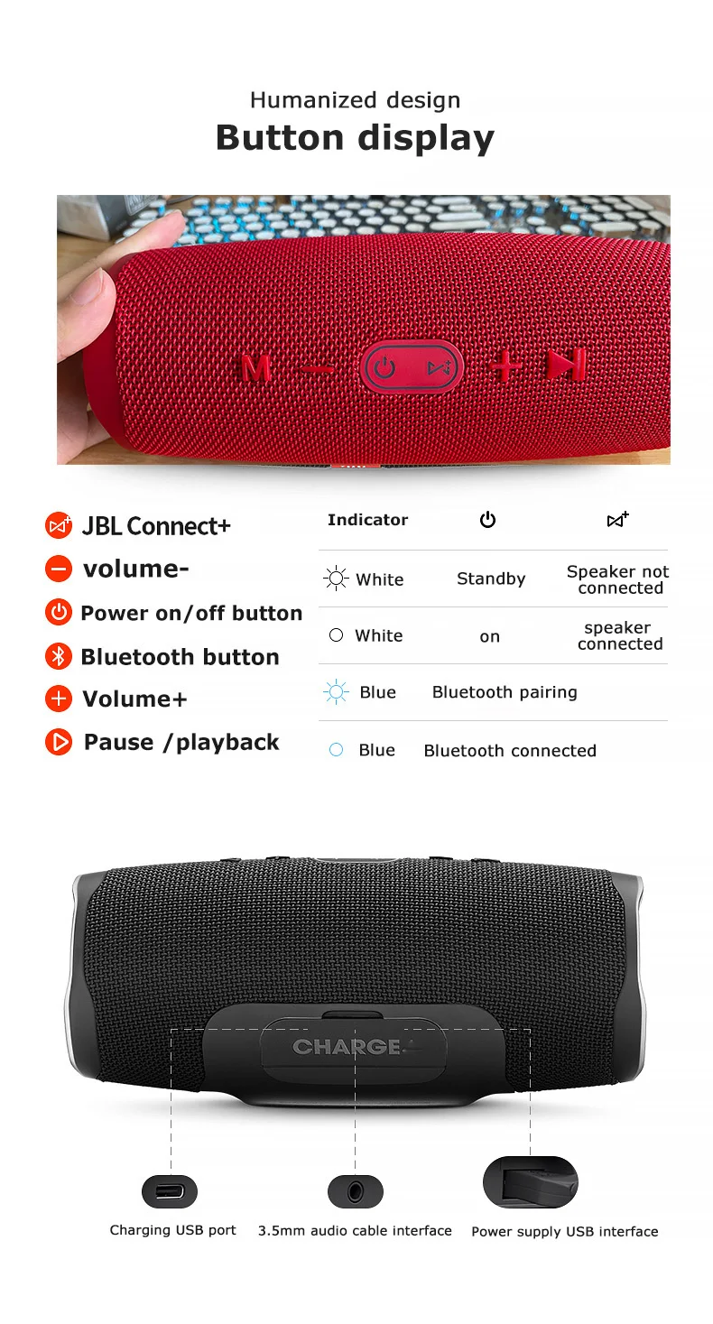 Беспроводная Bluetooth-колонка с зарядкой 4 водонепроницаемая IPX-колонка |