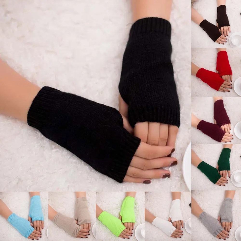 

Women Girl Knitted Arm Fingerless Warm Winter Gloves Soft Warm Mitten Lady Arm Knitting Faux Wool Mitten Warm Fingerless Gloves