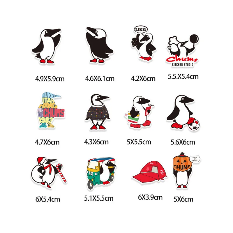 12 шт./компл. милые наклейки скейтборд украшения Пингвин логотип наклейка