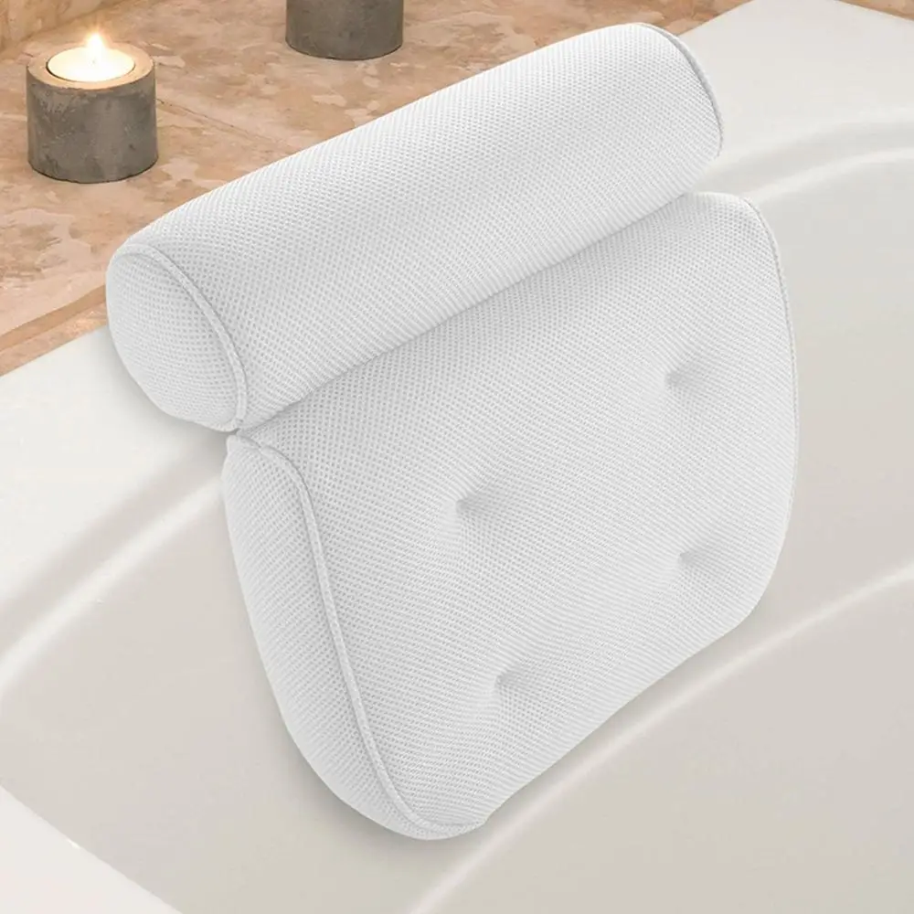 Breathable 3D Mesh Spa Bath Pillow with Suction Cups Neck and Back Support for Home Hot Tub Bathroom Accessories | Дом и сад