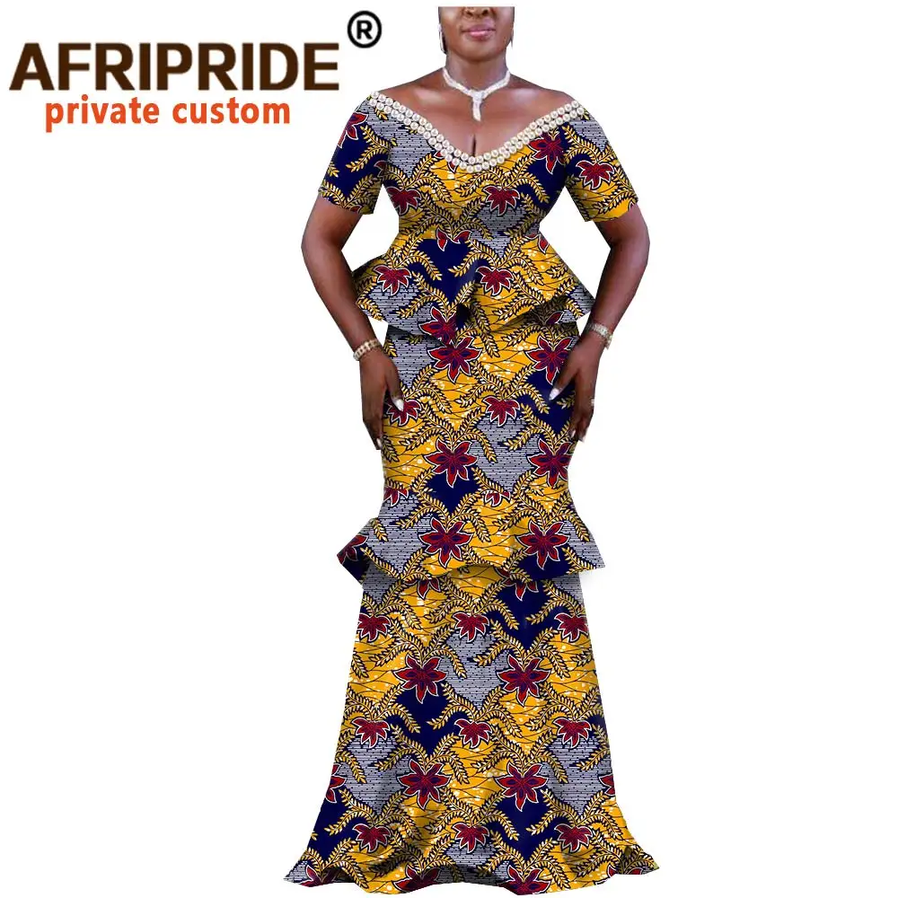 Платье Вечерние ское вечернее в африканском стиле AFRIPRIDE bazin richi с короткими