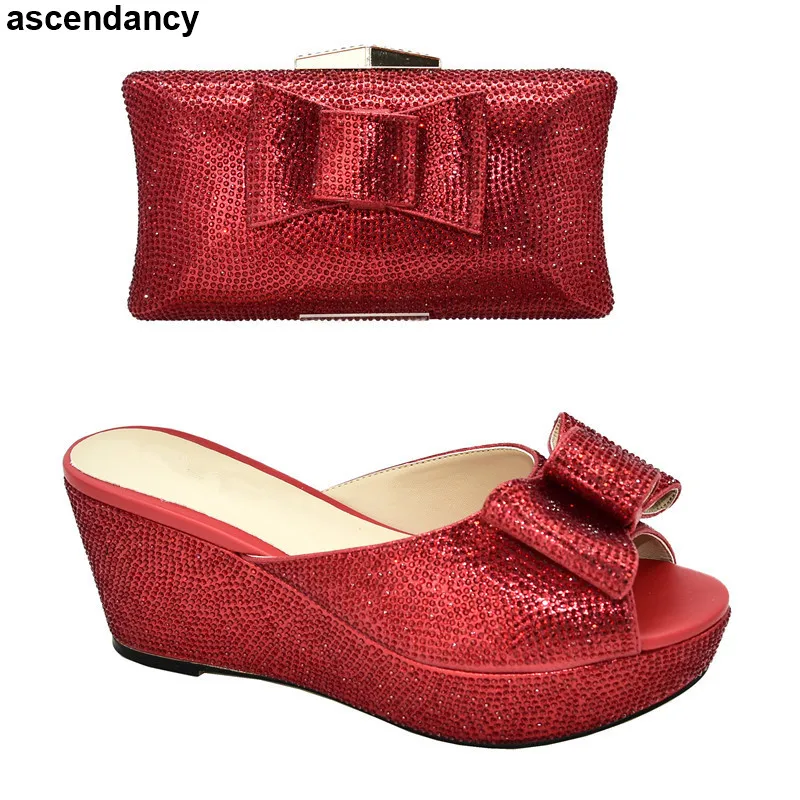 Женские вечерние туфли и сумочка в нигерийском стиле Новейшая Итальянская обувь