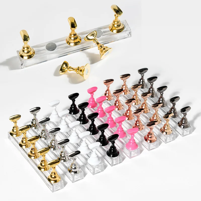 

5Pcs Nail Tip Display Work Stand Set Magnetic Nail Practice Holder Acrylic Showing Shelf Press On Nail Tool Polish For Manicure