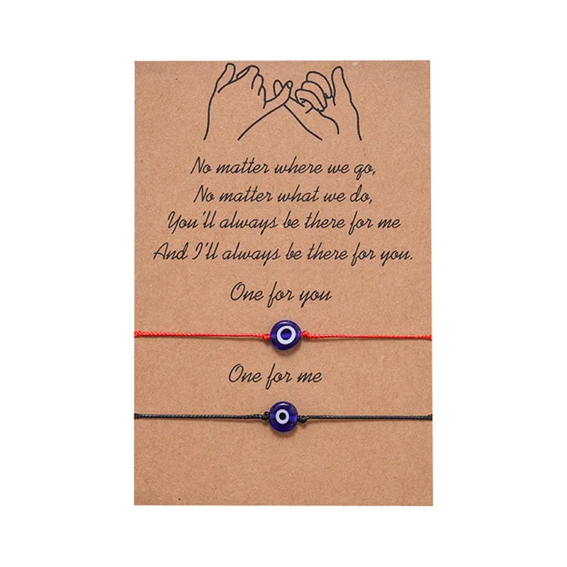 Обещание на мизинцах голубой сглаза тканый бумажный браслет карта для женщин