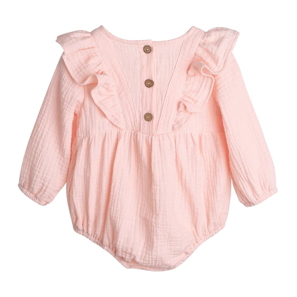 Детский однотонный комбинезон с длинным рукавом на пуговицах | Мать и ребенок