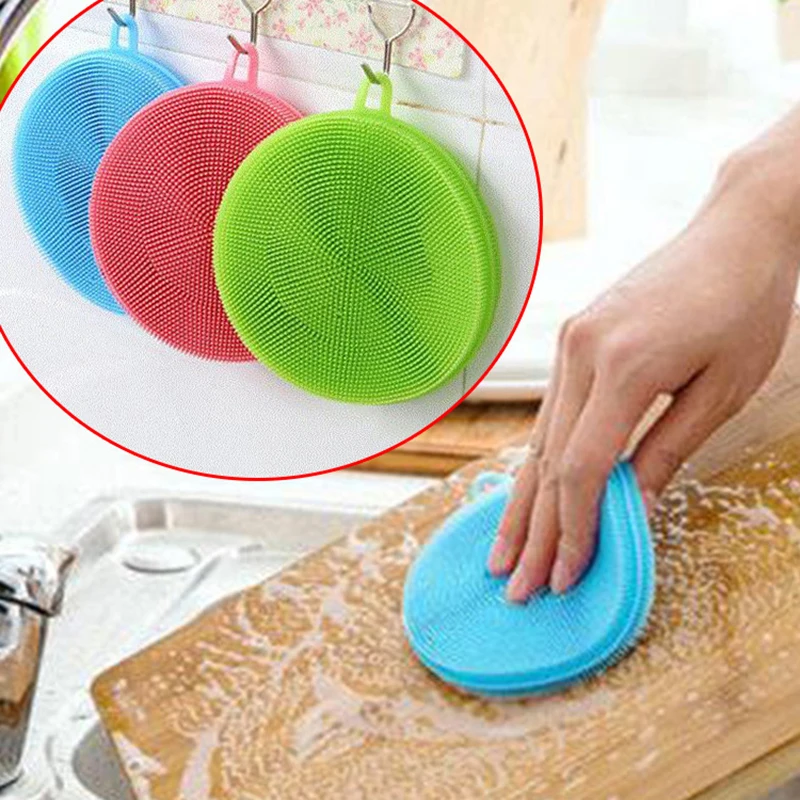 

Kitchen Accessories 1Pc Silicone Magic Cleaning Brushes Washing Fruit Brush Insulation Tool Pad Pot Bowl Cleaner Kitchen Gadgets