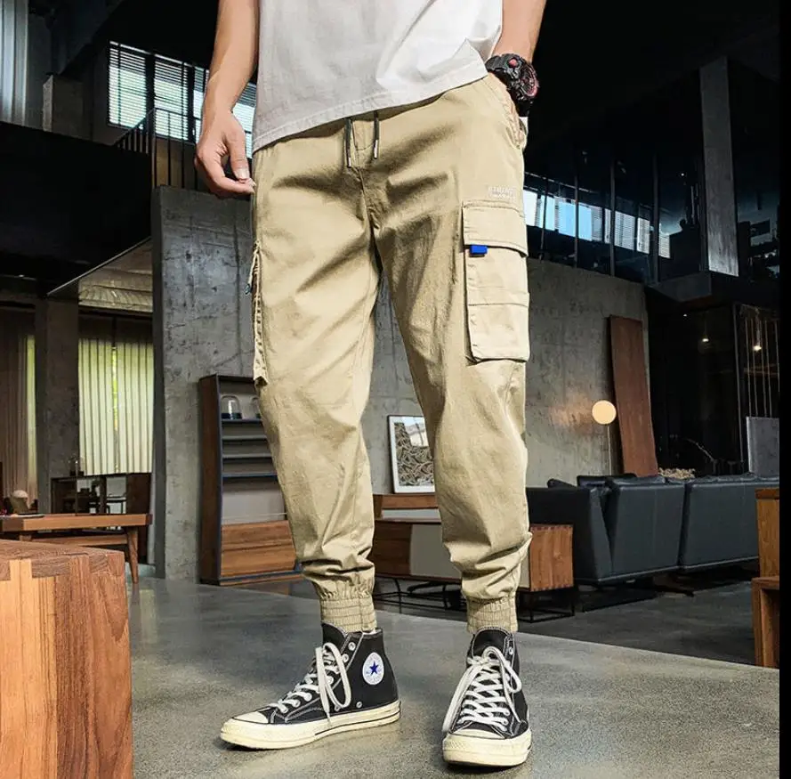 Свободные брюки большого размера мужские осенние тонкие обтягивающие летние