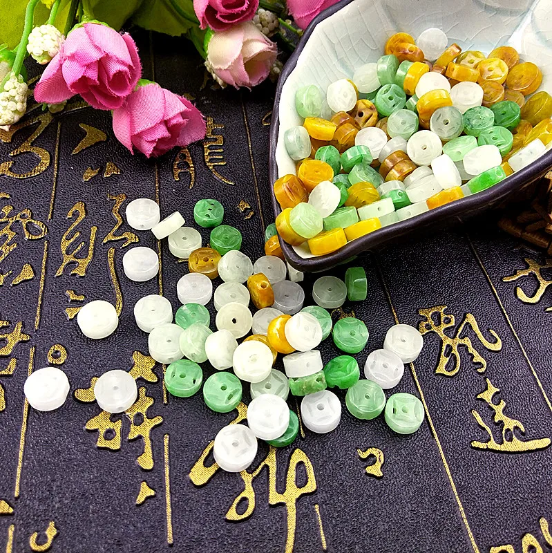 Натуральный Jadeite кнопка для денег аксессуары рукоделия нефрит|Ювелирная