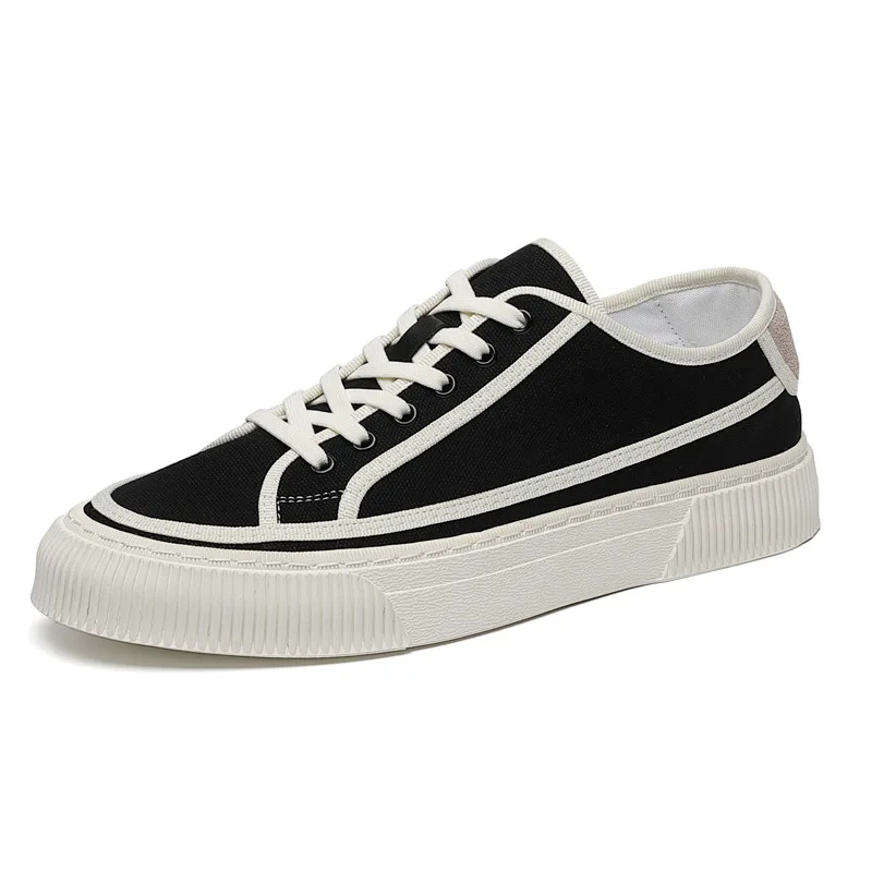 

Low-Cut Canvas Shoes Men's Lace-Up Casual Breathable Spring and Summer 2021 New All-Match Black Cloth Panel Shoes