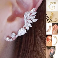 women trendy ear clip rhinestone butterfly lizard angel wings ear hook jewelry earings korean fashion
