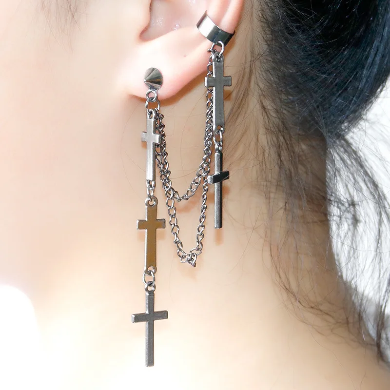 

Tassel Earrings Personality Punk Earrings Cross Ear Buckle Ear Clip Earrings Simple Factory Direct Sales Ear Cuff 138002