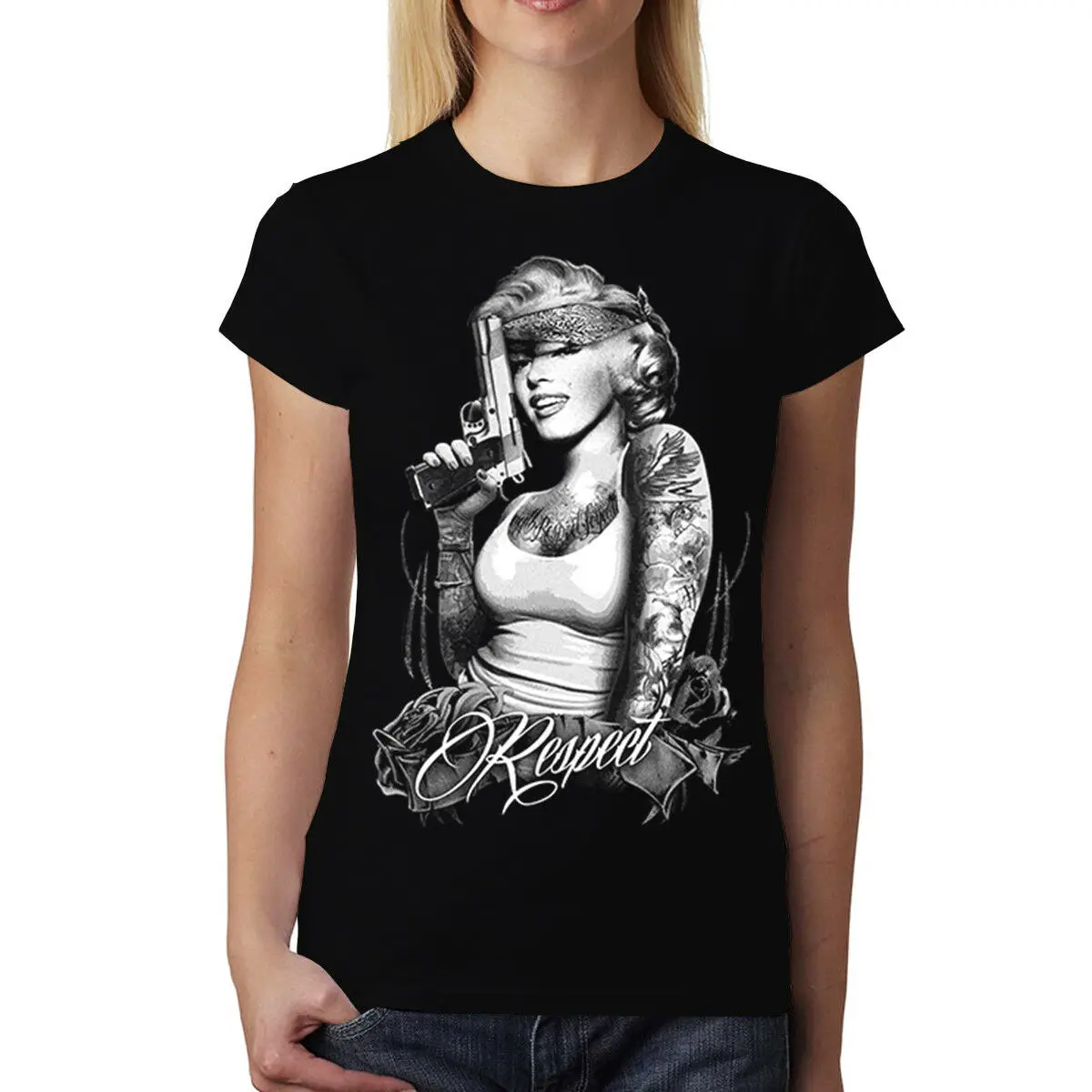 

Marilyn Monroe Respect Gun Women T-shirt S-XL New
