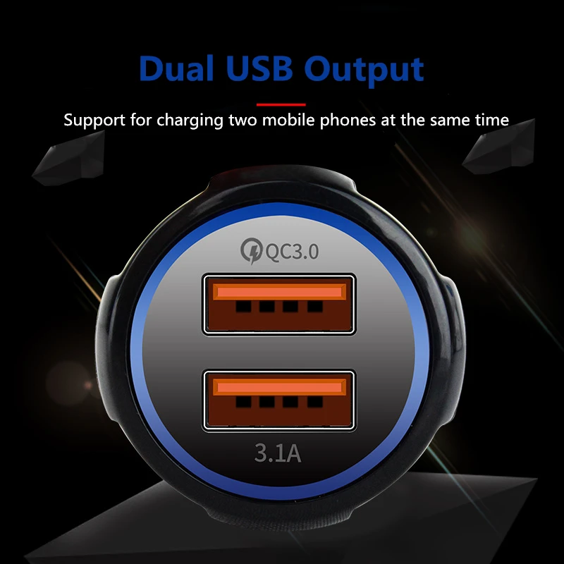 Автомобильное зарядное устройство, двойной USB, быстрая зарядка 3,0 для автомобильного телефона, адаптер для быстрой зарядки, Мини Автомобильное зарядное устройство, адаптер для прикуривателя