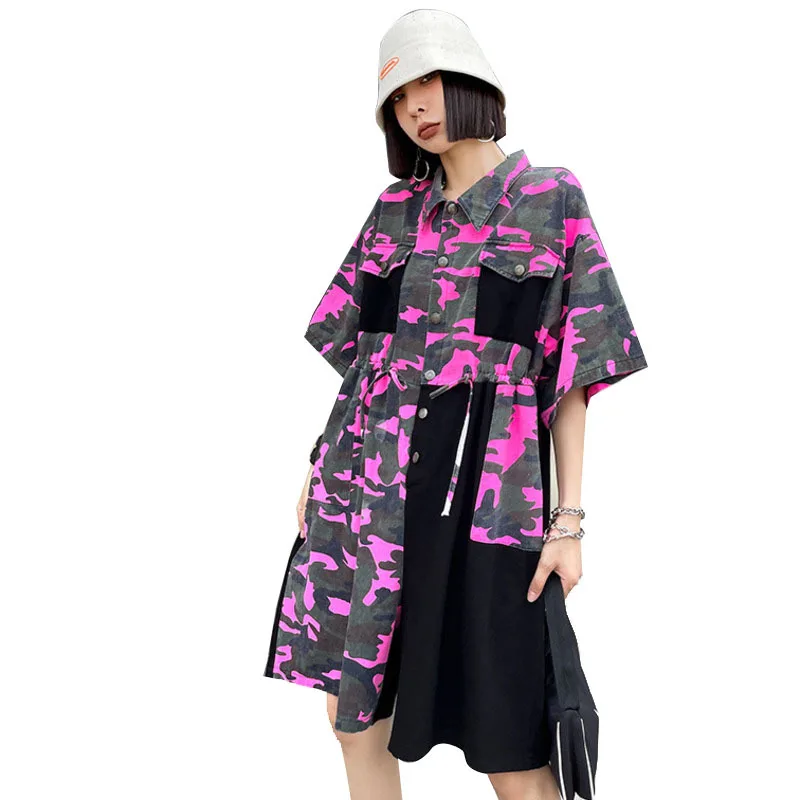 

QING MO Women Camouflage Jumpsuits 2021 Summer Women Denim Jumpsuits Female Straight Casual Jumpsuits ZQY7102