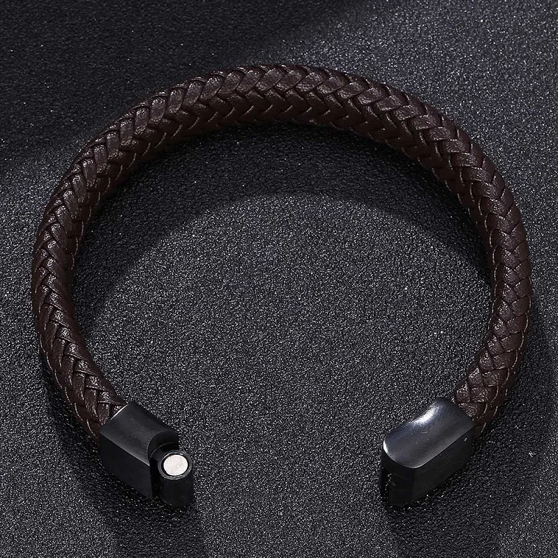 Мужские браслеты ювелирные изделия черный/коричневый плетеный браслет из