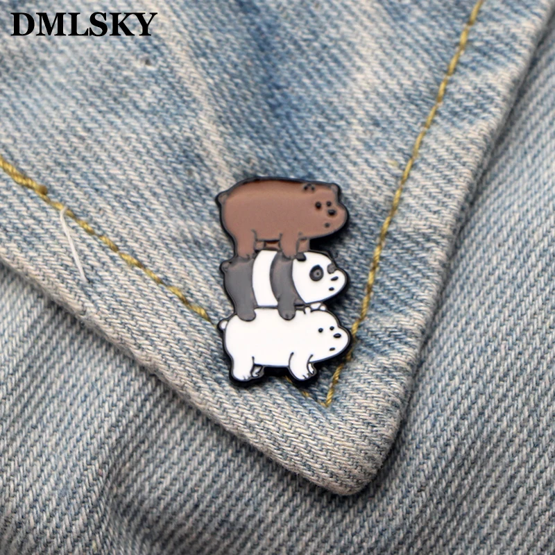 DMLSKY Мы Голые Медведи брошка мультфильм металлические эмалированные Броши для женщин мужчин булавки для галстука Милая одежда значок ювелирные изделия M2910