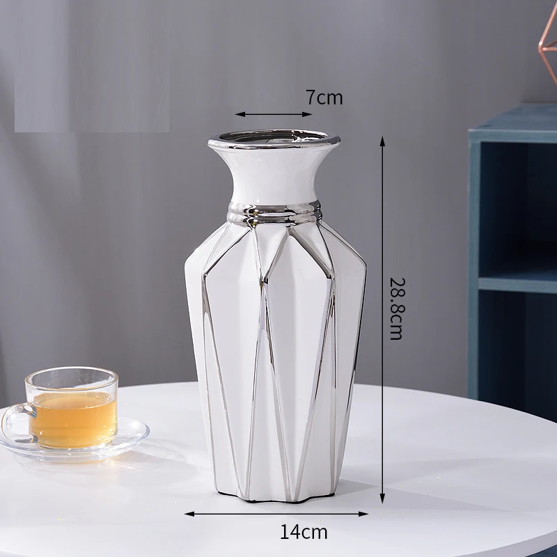 

Modern Ceramics Flowers Vase Diamond Shaped Vase Creative Room Decoration Sitting Room Wine Cabinet TV Ark Ceramic Decoration