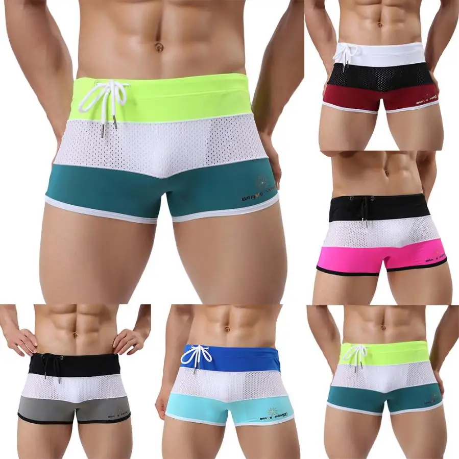 

Swim Trunks Boxer High Quality Men Underwear Sport Swimwear Breathable Patchwork Shorts Boxers Bathing Suit Men Swimsuit C1607