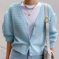 ljsxls korean hollow out v neck cardigan women winter knitwear vintage 2020 autumn long sleeve oversized button knitted sweater