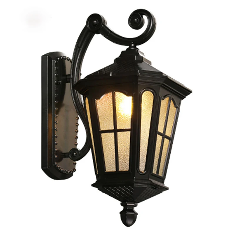 

Antique Rustic Iron Waterproof Outdoor Wall Lamp Vintage Kerosene Lantern Light Rusty Matte black Corridor Hallway Wall light