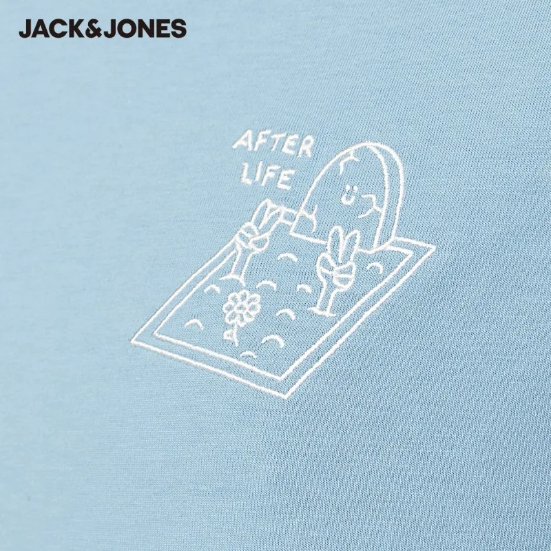 Мужская футболка с короткими рукавами JackJones 100% хлопок 3D вышивкой одежда