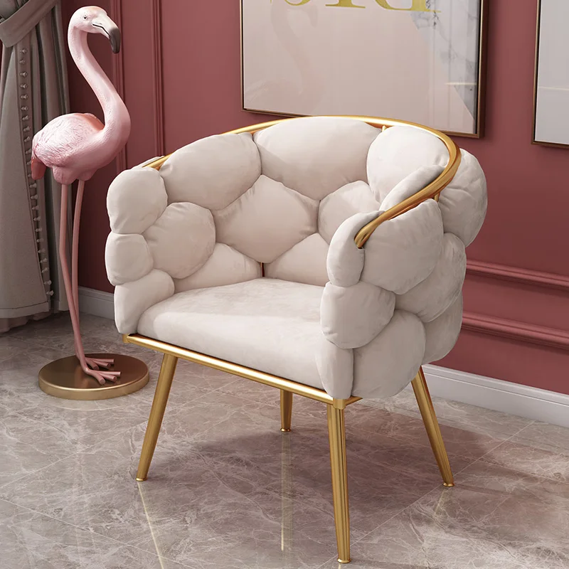 

Light Luxury Fluffy Sofa Creative Design Velvet Armchair Nordic Leisure Furniture Waiting Chair Comfortable Back Dressing Seats