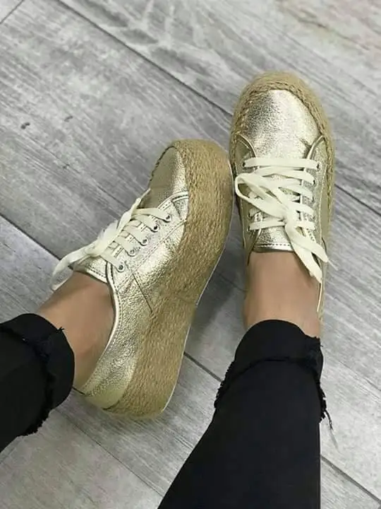

2019 Canvas Shoes Lace Up Women Flats High Heel Wedges Platform Shoes For Woman Espadrille Canvas Thick Bottom Shoes