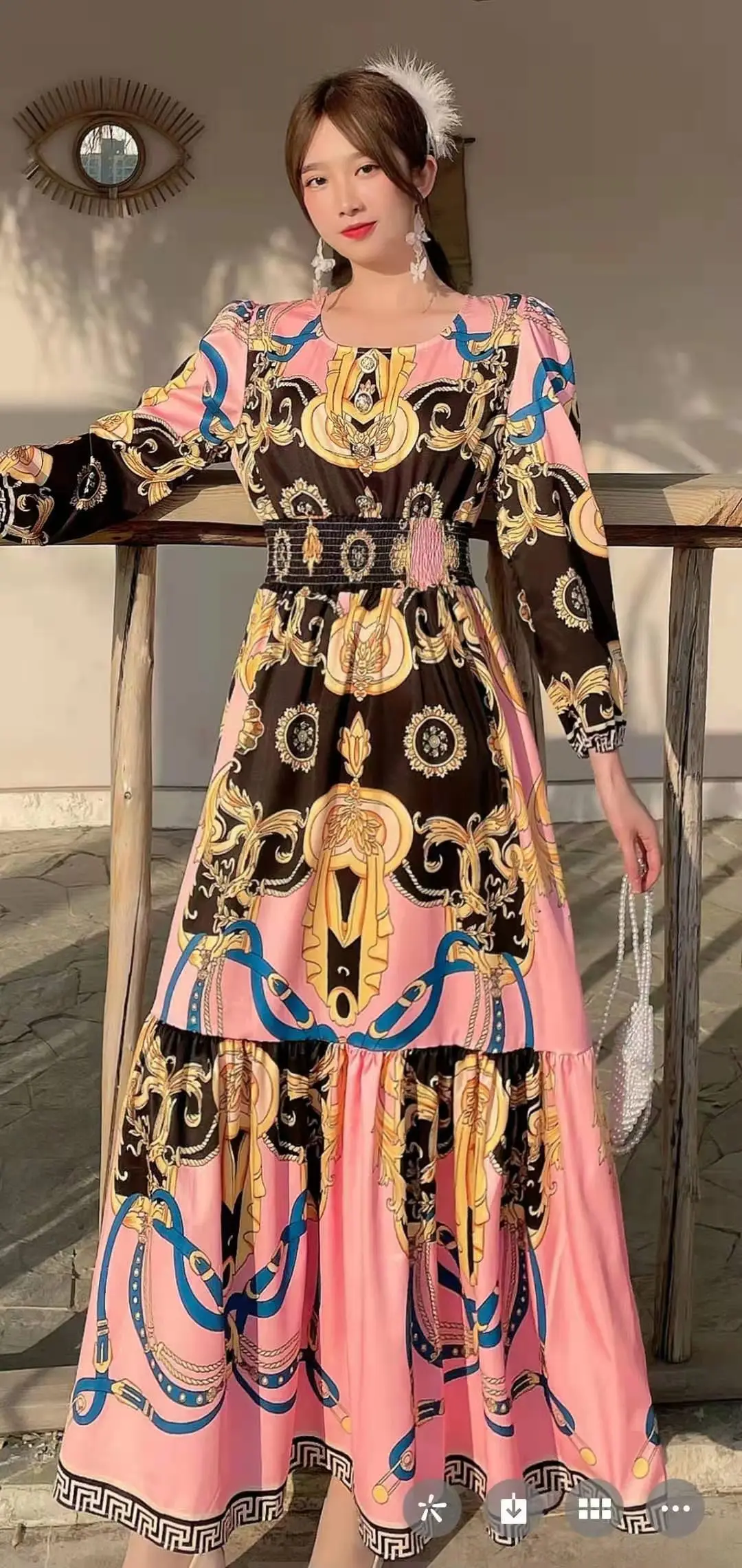 Элегантный принт в мусульманском стиле арабское платье макси Абаи хиджаб кардиган кимоно длинный халат Мубарак Vestidos Рамазан Исламской Femme ...
