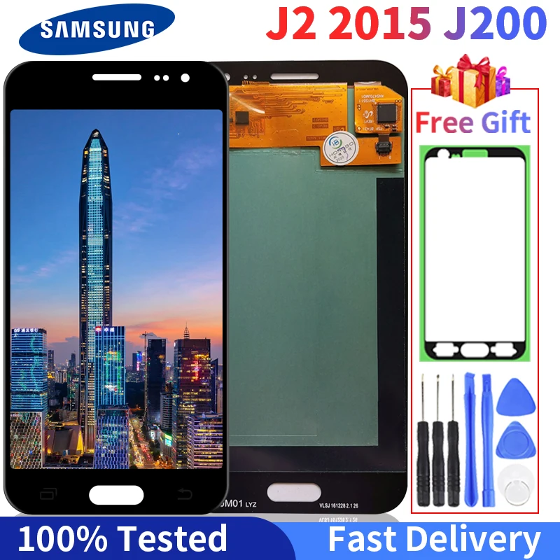 

ЖК-дисплей с дигитайзером и сенсорным экраном в сборе для Samsung Galaxy J2 2015, J200F, J200M, J200H, J200Y, ЖК-дисплей с подарком