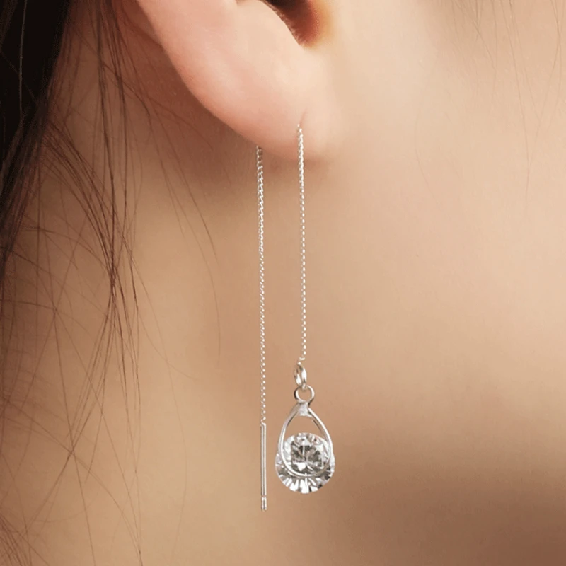 

2020 New Fashion Crystal Jewelry Long Drop Rhinestone Tassel Dangle Earrings Oorbellen Brincos Earrings For Women Wedding Earing