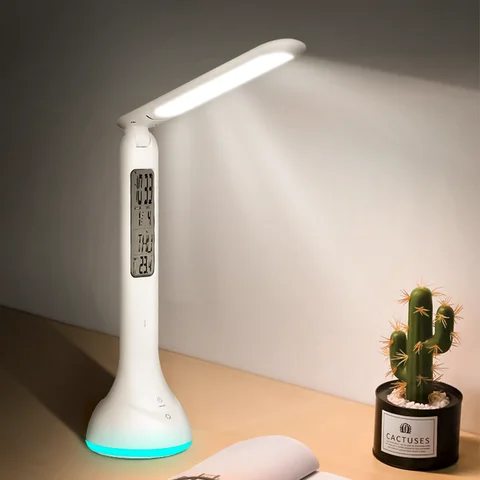 Светодиодная настольная Складная приглушаемая лампа LAOPAO, сенсорный перезаряжаемый светильник с календарем, термометром, будильником, ночным настроением