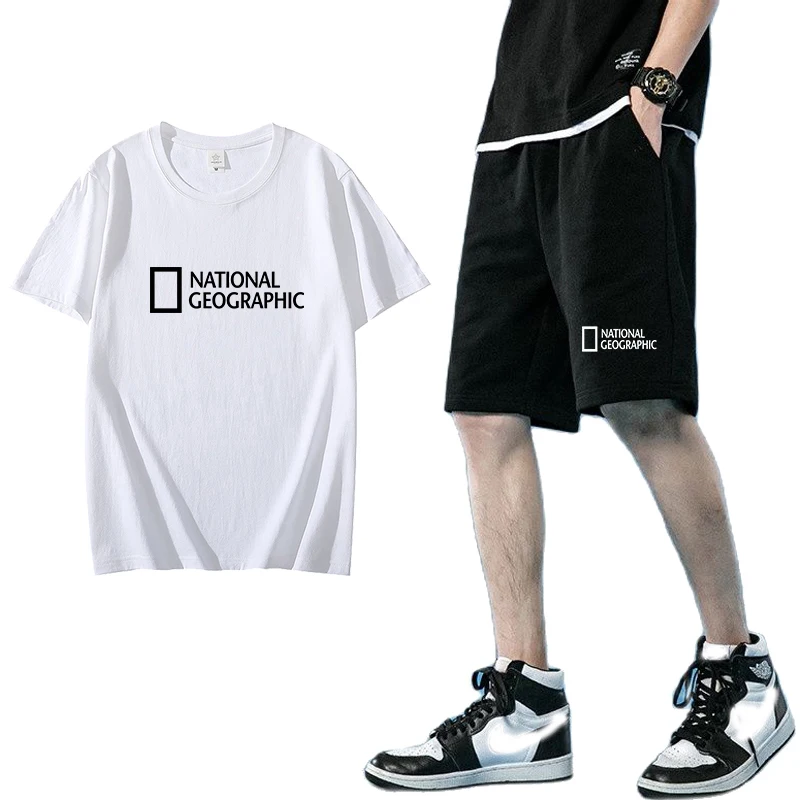 

Футболка и шорты мужские повседневные, из натурального хлопка