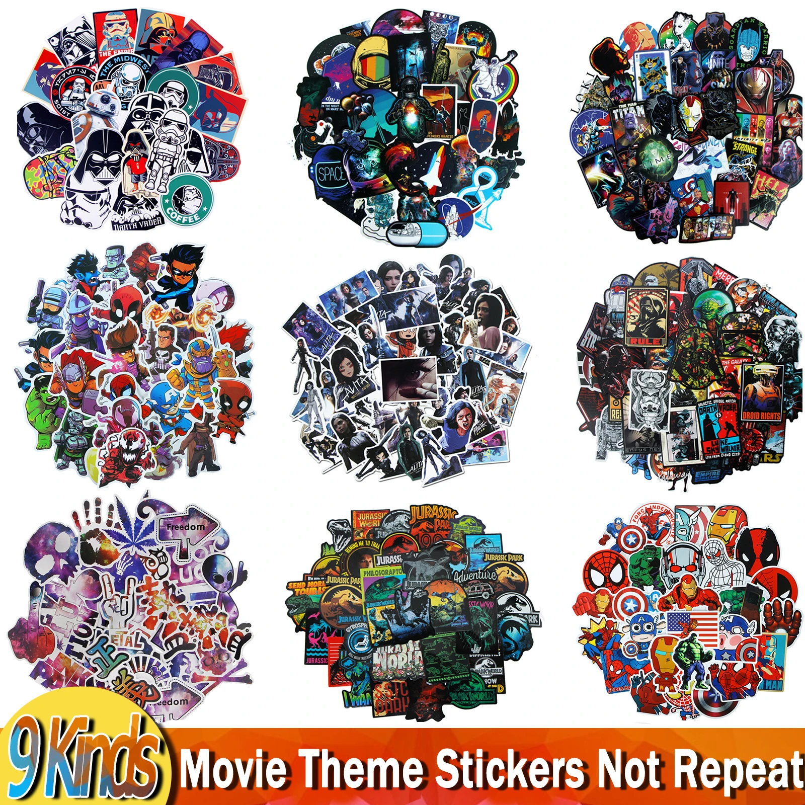 25/50 шт кинематографическая тематика для Marvel граффити наклейки супер герой Юрского периода Alita стикер космонавт для скейтборда велосипеда, автомобиля