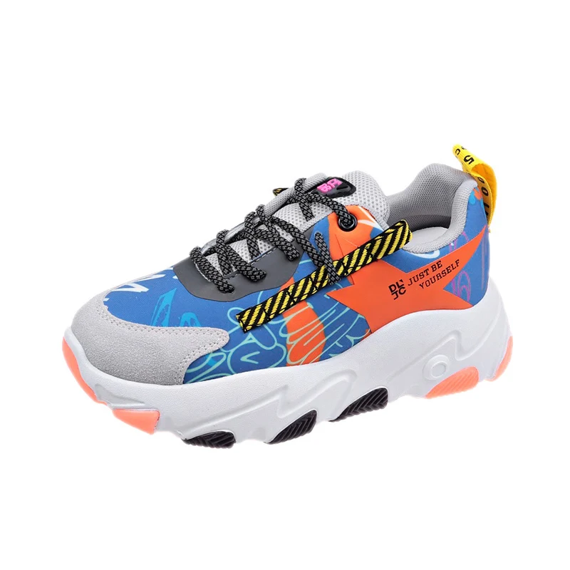 Женские кроссовки на платформе Fujin весенние дышащие толстой подошве с круглым