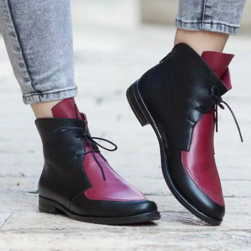 

New PU Leather British Style Boots Black Pointed Toe Boots Handsome Motorcycle Boots Women's Boots Combat Boots for Women