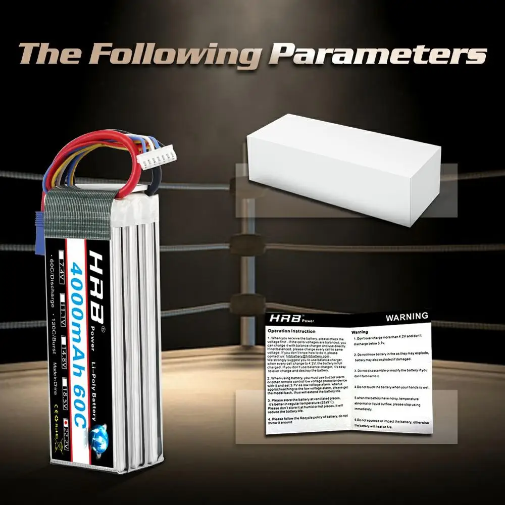 

HRB AKKU Lipo Battery 22.2V 4000mAh 60C-120C 6S RC Lipo Bateria for RC Airplane Car Boat DJI Drone