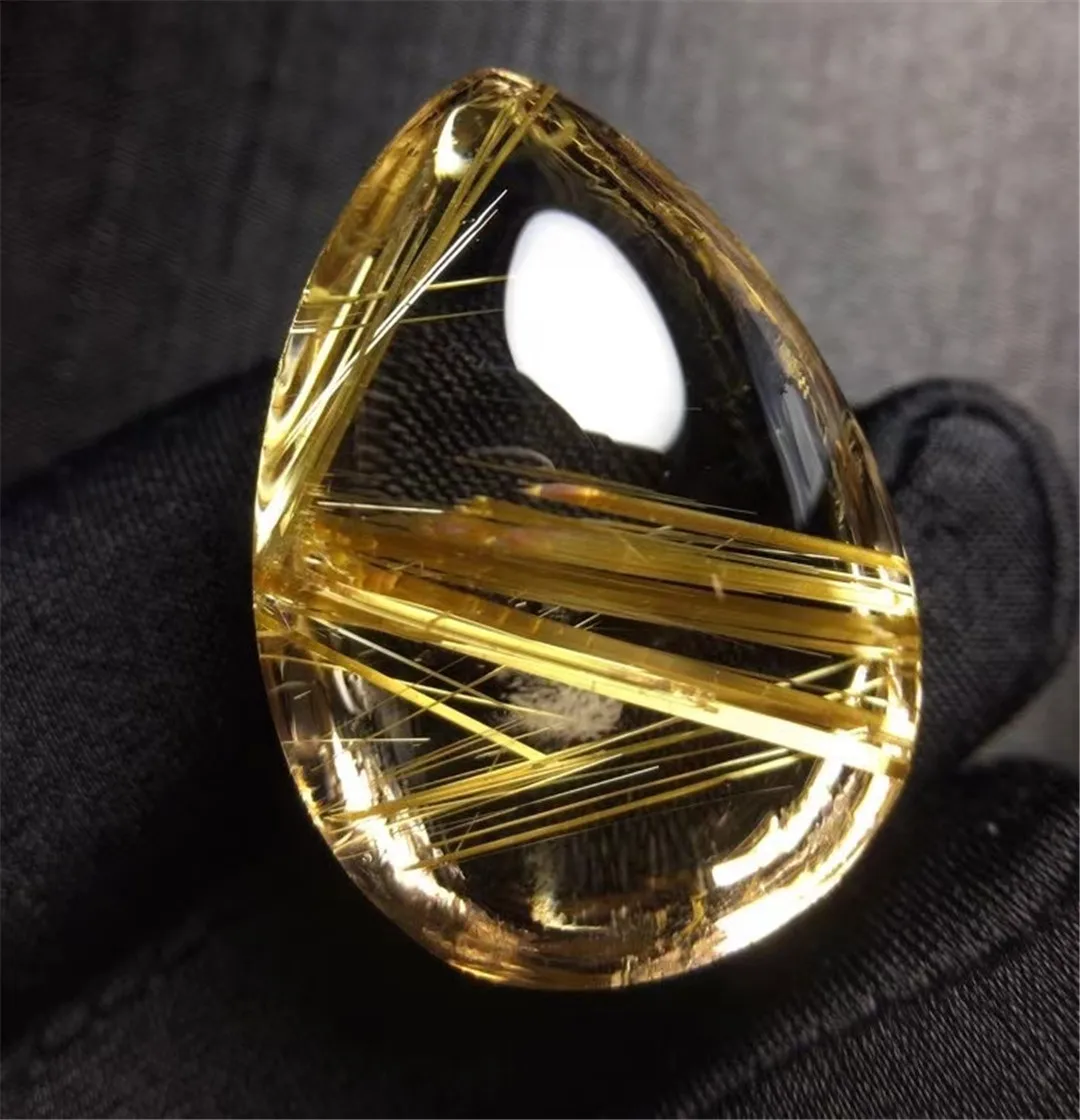 

Natural Gold Rutilated Quartz Pendant Jewelry For Women Man Healing Wealth Crystal Luck Stone 30x21x12mm Beads Gemstone AAAAA